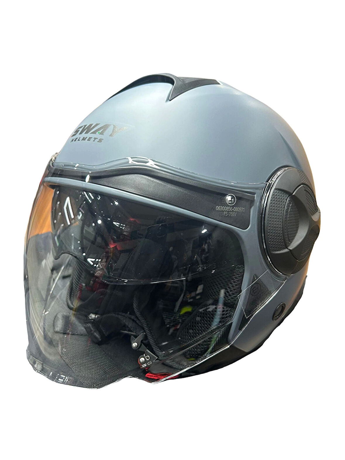 KASK SWAY SW-737 MAT GRİ ÇENESİZ GÜNEŞ GÖZLÜKLÜ