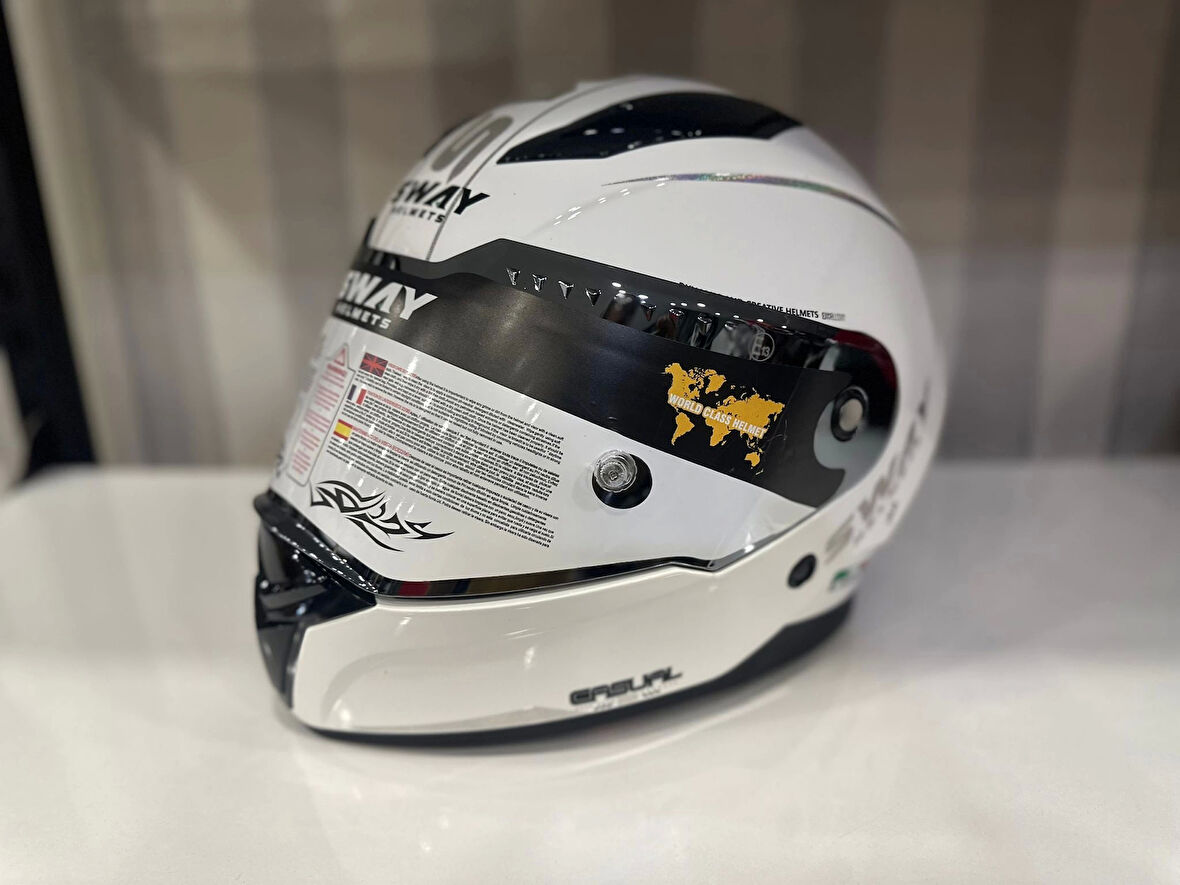 KASK SWAY SW 850 WHITE/SİLVER FULL FACE