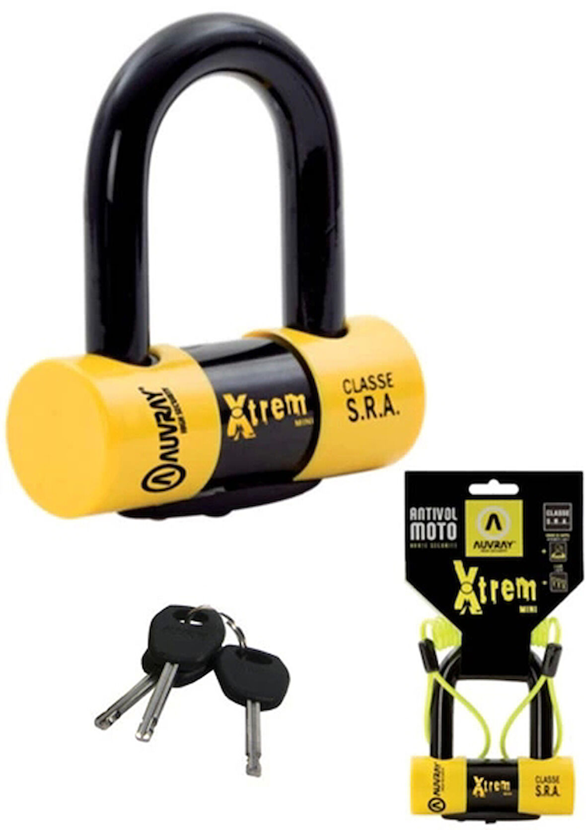 AUVRAY XTREM MINI U DİSK KİLİDİ 52X65mm+HATIRLATMA KABLOSU