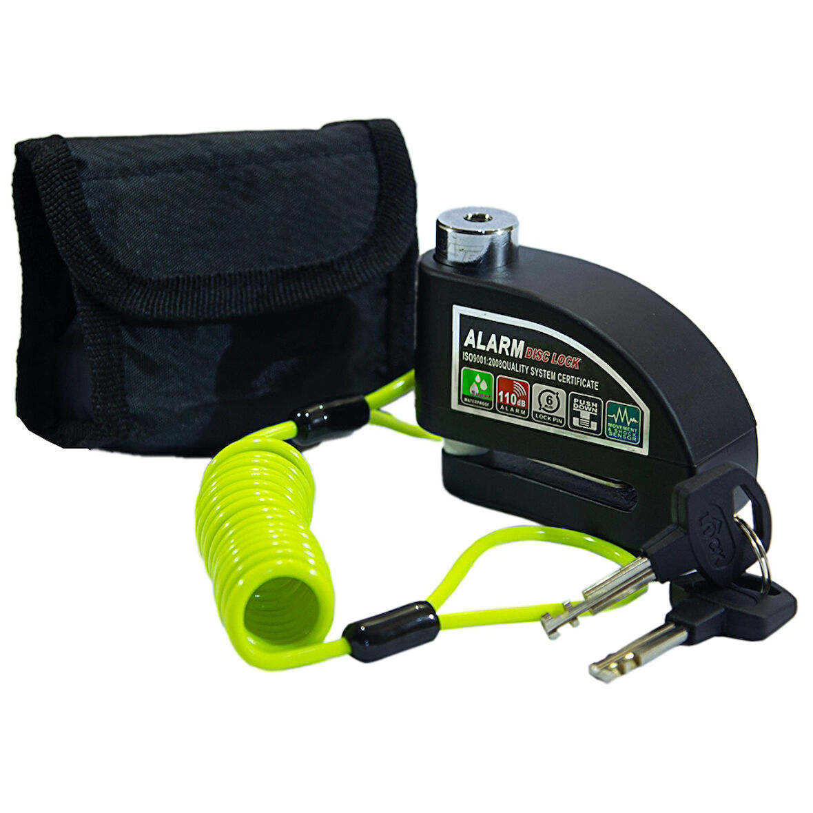 DİSK KİLİT HSB125 SİYAH ALARMLI KABLOLU