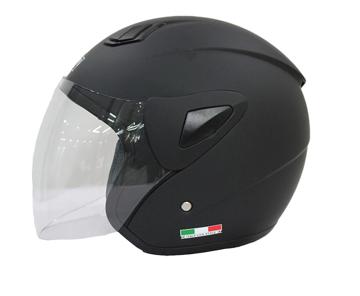 Kask Sw-733 Mat Siyah Şeffaf Camlı