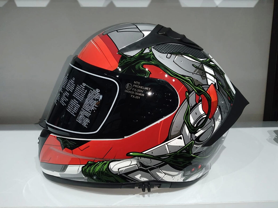 KASK MTS PRO 801 WAR GÜNEŞ GÖZLÜKLÜ MAT GRİ/KIRMIZI