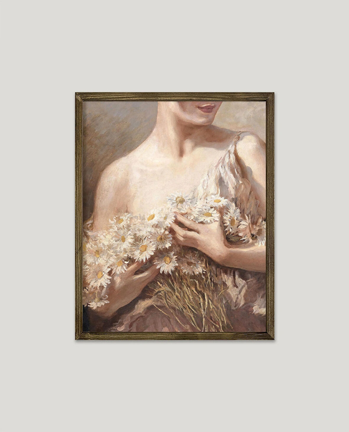 Papatya Buketi Tutan Kadın