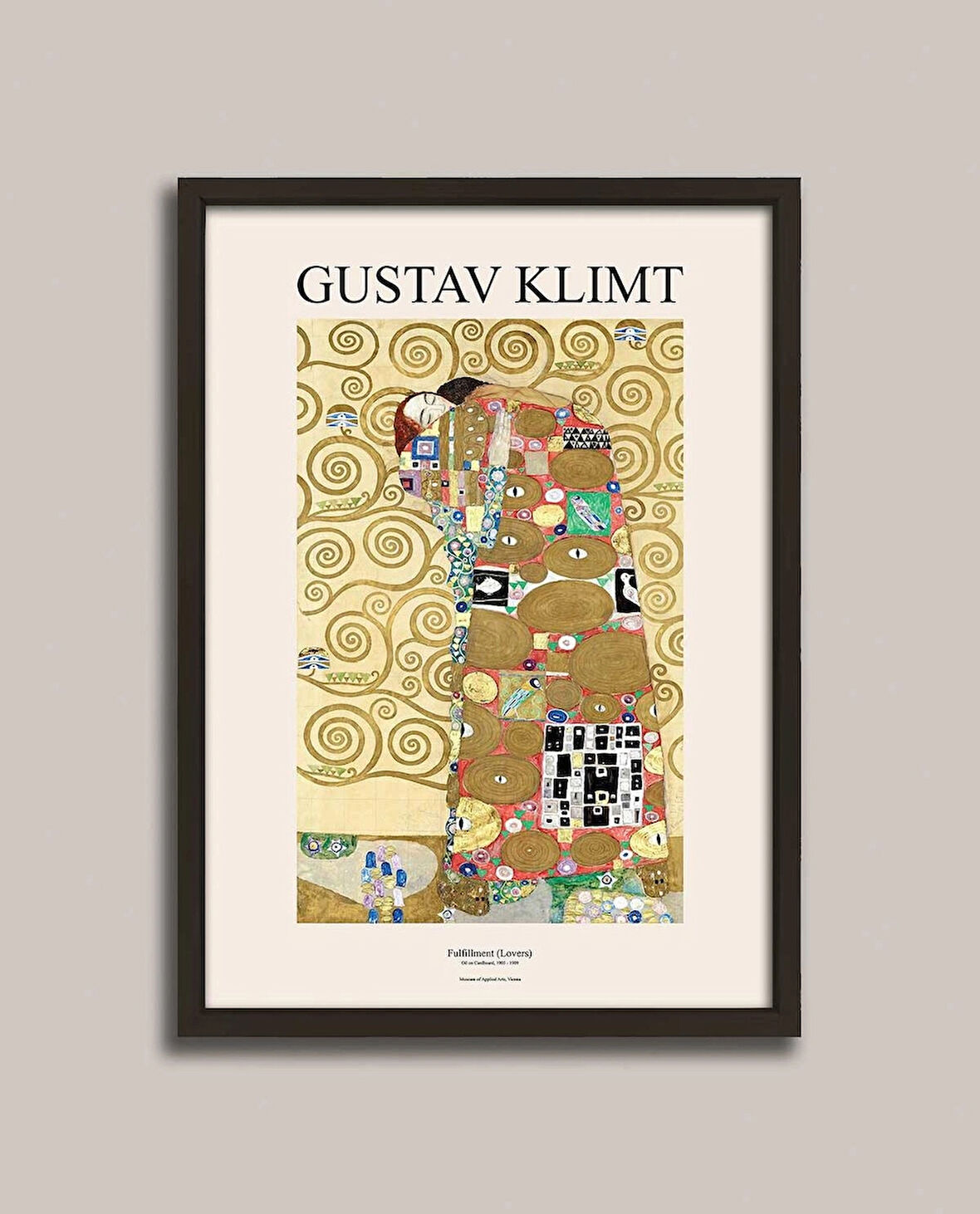 Gustav Klimt - Gerçekleşme (Aşıklar) Çerçeveli Tablo
