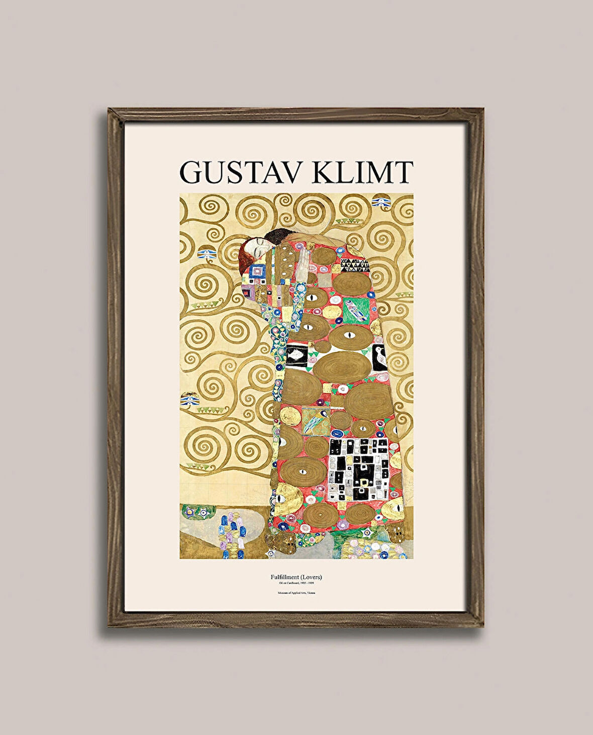 Gustav Klimt - Gerçekleşme (Aşıklar) Çerçeveli Tablo