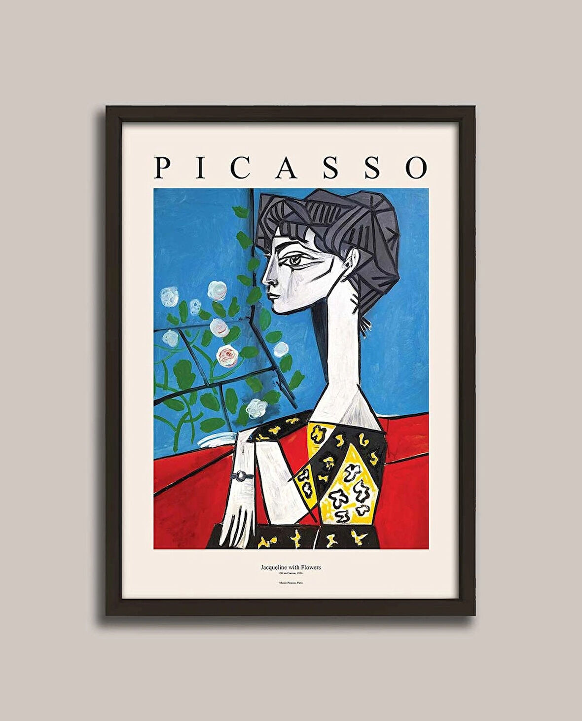 Picasso - Jacqueline’in Çiçekli Portresi Çerçeveli Tablo