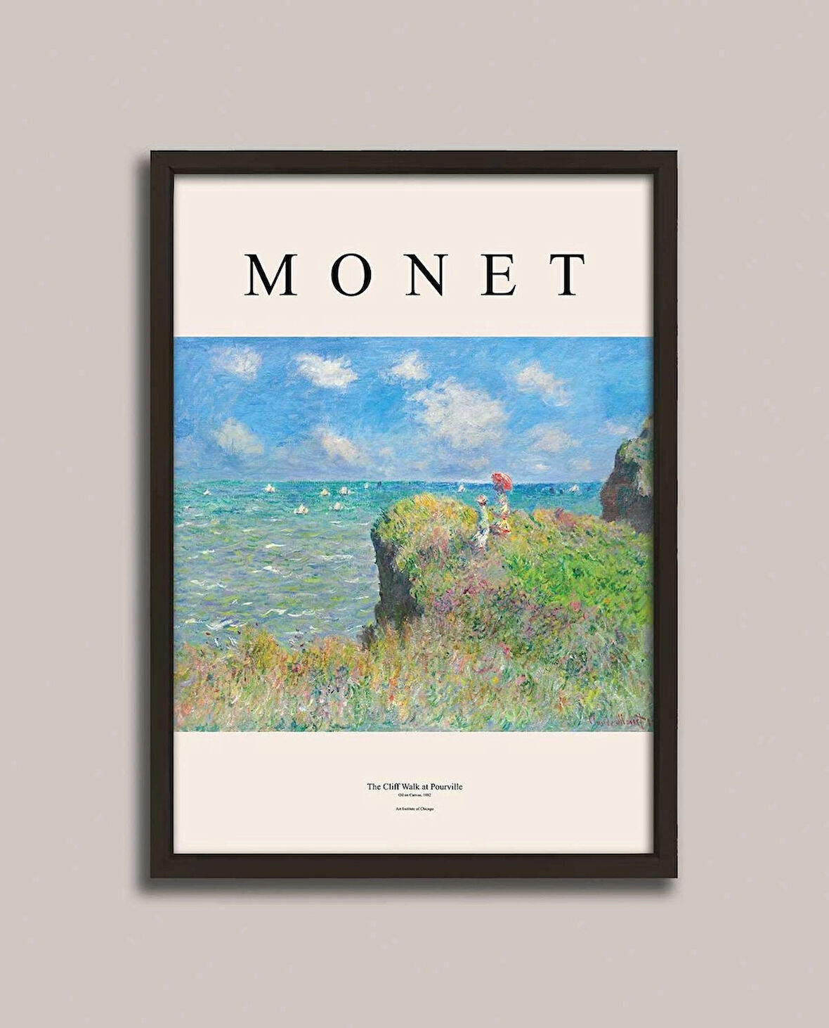 Monet - Pourville'de Uçurum Yürüyüşü Çerçeveli Tablo