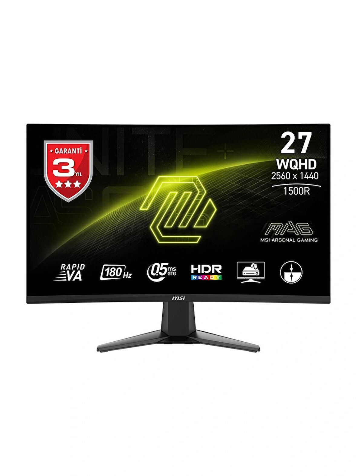 MSI 27" MAG 27CQ6F 2560x1440 (WQHD) 16:9 CURVE 1500R RAPID VA 180HZ 0.5MS GTG FREESYNC GAMING MONITOR (OUTLET)