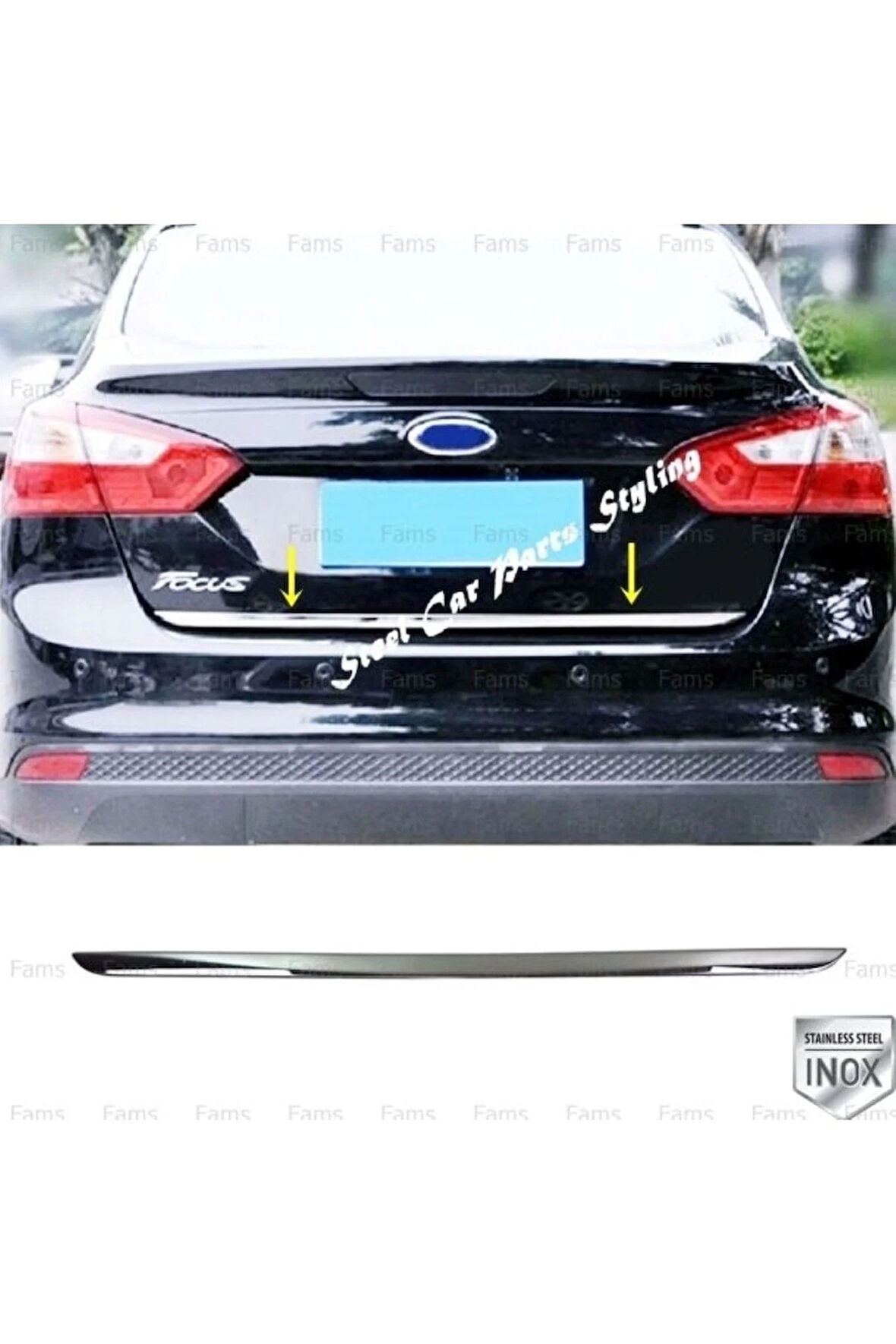 Ford Focus 3 Uyumlu Krom Bagaj Alt Çıtası 2010-2018 Arası P.çelik Sedan