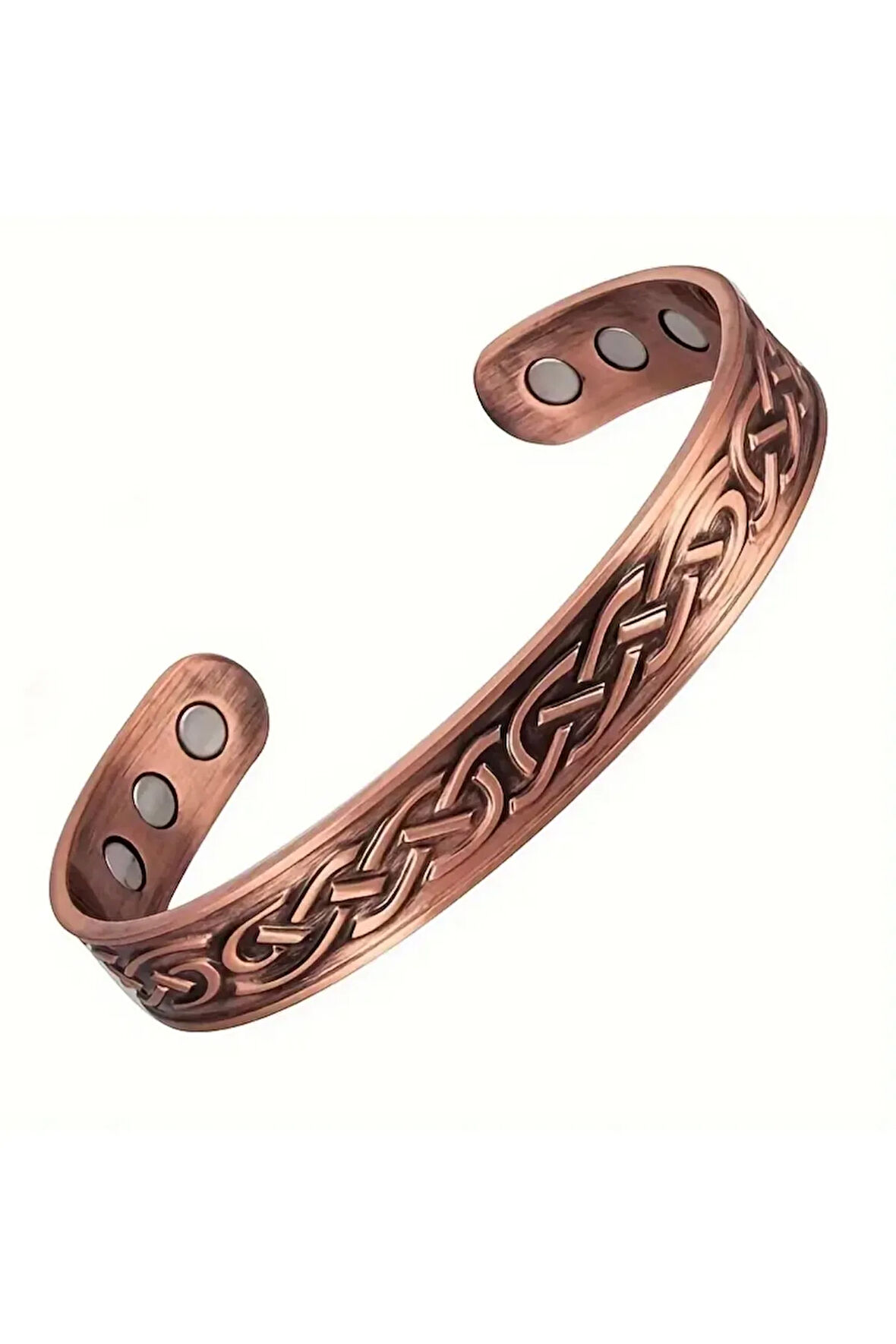 Erkek Vintage Esintili Ayarlanabilir Manyetik Bronz Bilezik - Moda Açik Tasarim, Retro Tarz