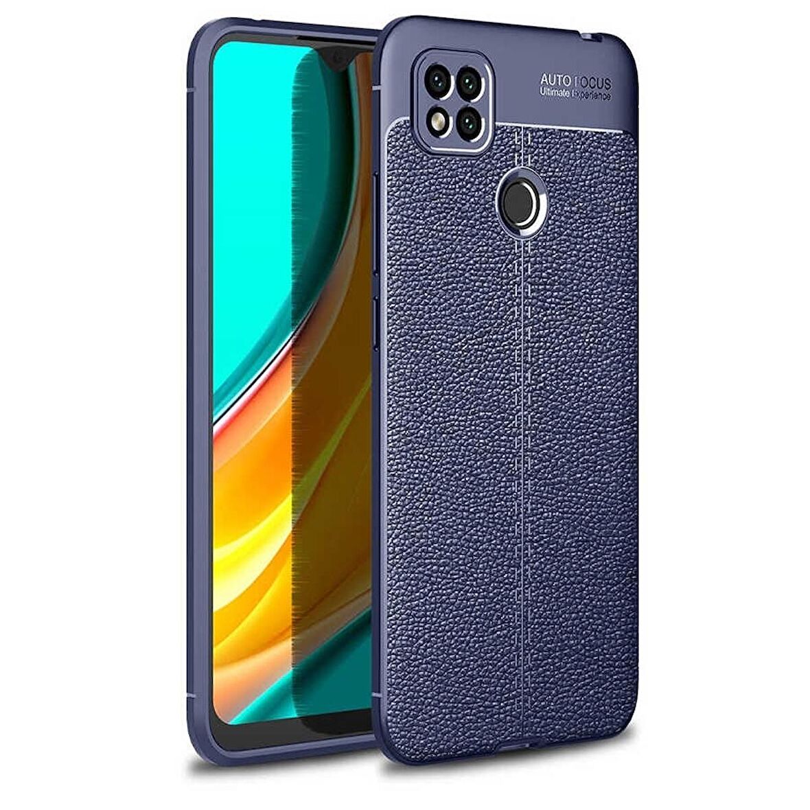 Smcase Xiaomi Redmi 9C Kılıf Deri Dokulu Silikon