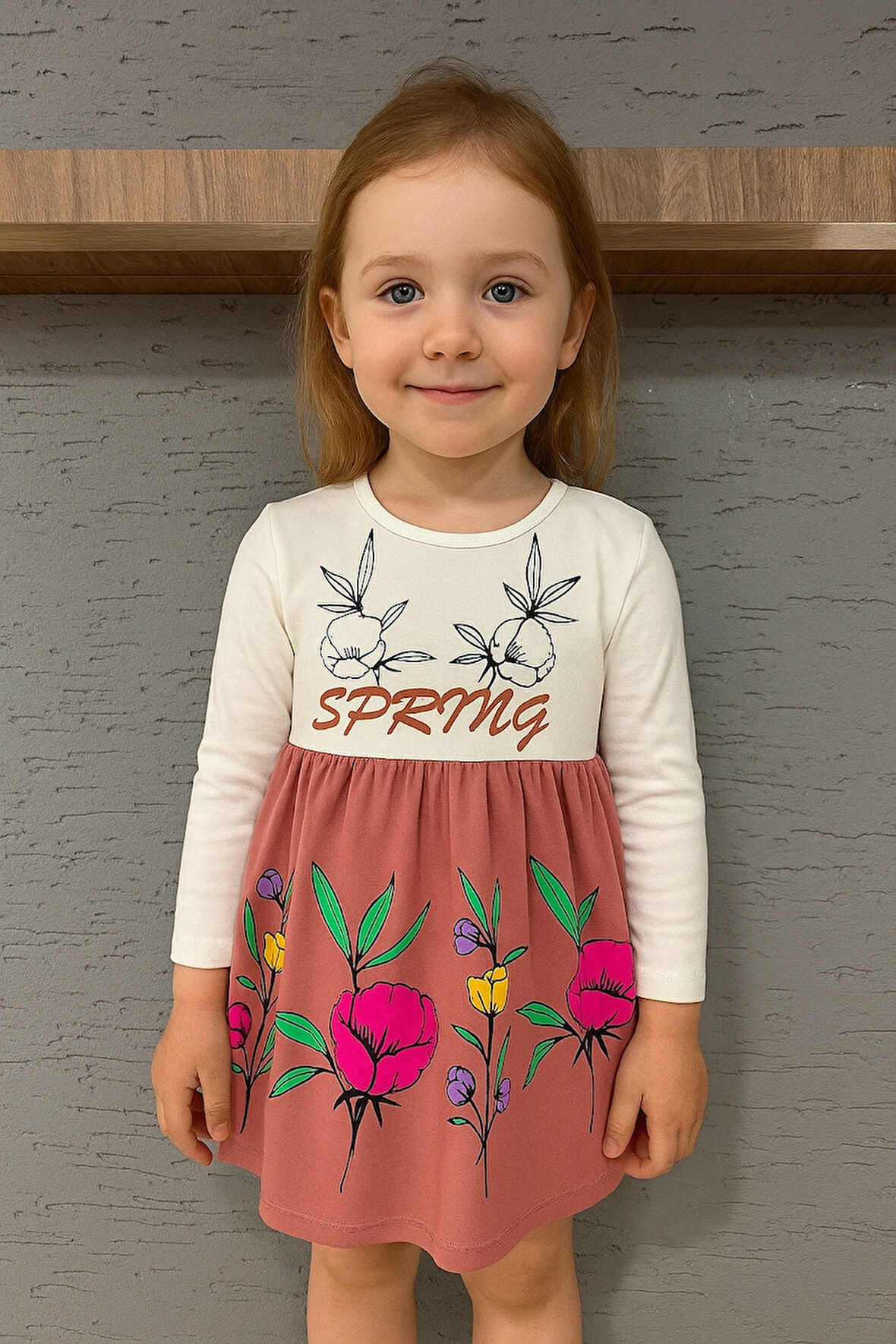 Kız çocuk uzun kollu elbise 