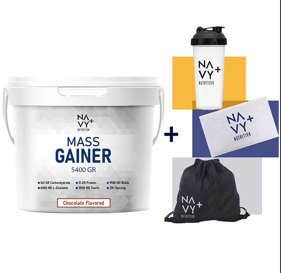 5400 Gr Mass Gainer Çikolata Aromalı + Shaker + Askılı Çanta + Antrenman Havlusu