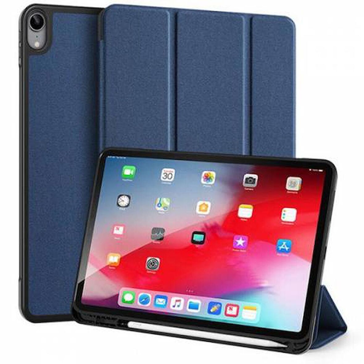 Polham iPad Air 4 Kılıf Soft TPU Kılıf iPad Air 4 10.9 Katlanabilir Standlı Kalem Yerli Mıknatıslı