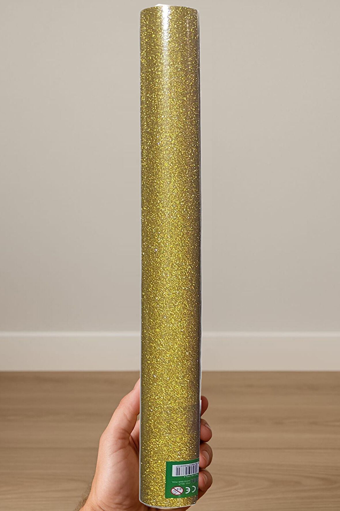 Sarı Simli Yapışkanlı Asetat 45x200 cm - 1 Adet 