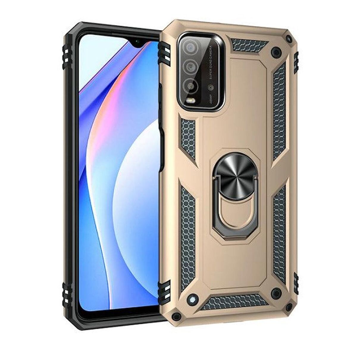 Gpack Xiaomi Poco M3 Kılıf Vega Tank Standlı Yüzüklü Mıknatıslı