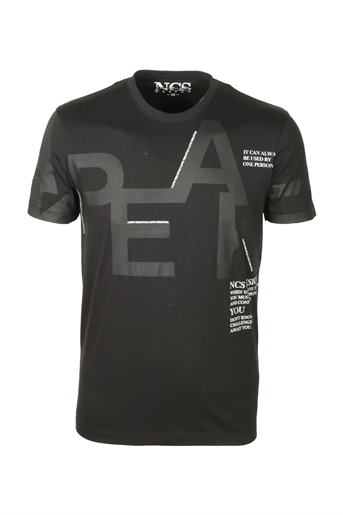 Erkek Tişört Bisiklet Yaka Siyah %100 Pamuk Slim Fit Baskılı T-shirt NCS JEANS 1227
