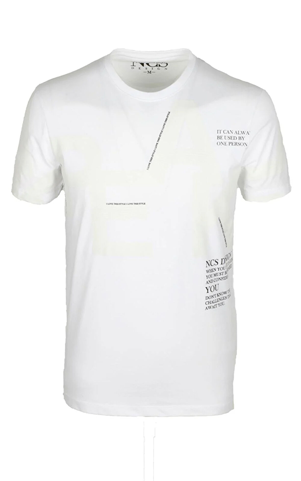 Erkek Tişört Bisiklet Yaka Beyaz %100 Pamuk Slim Fit Baskılı T-shirt NCS JEANS 1227
