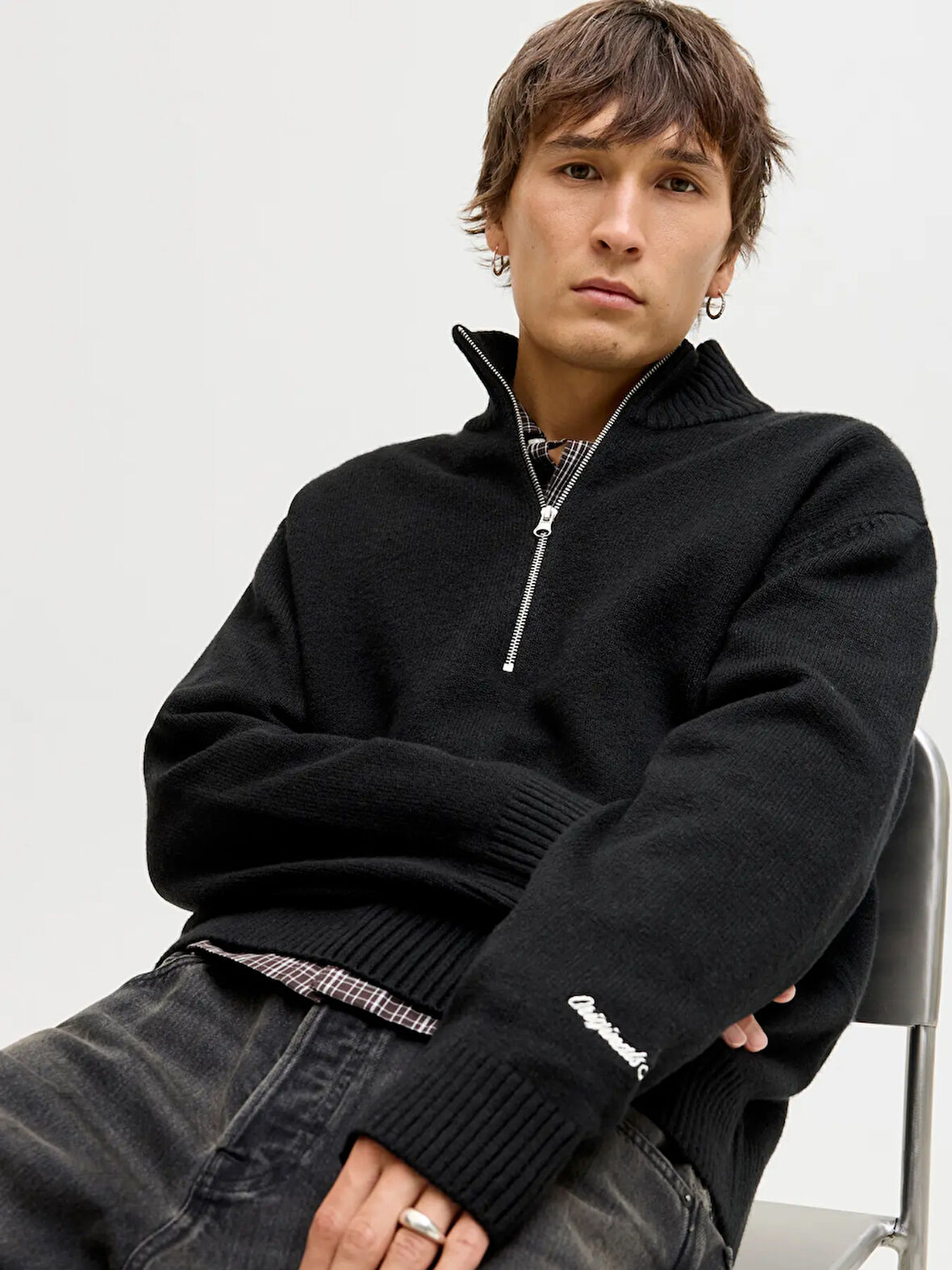 JORNORREBRO Örgü Yarım Fermuarlı Kazak 12282749