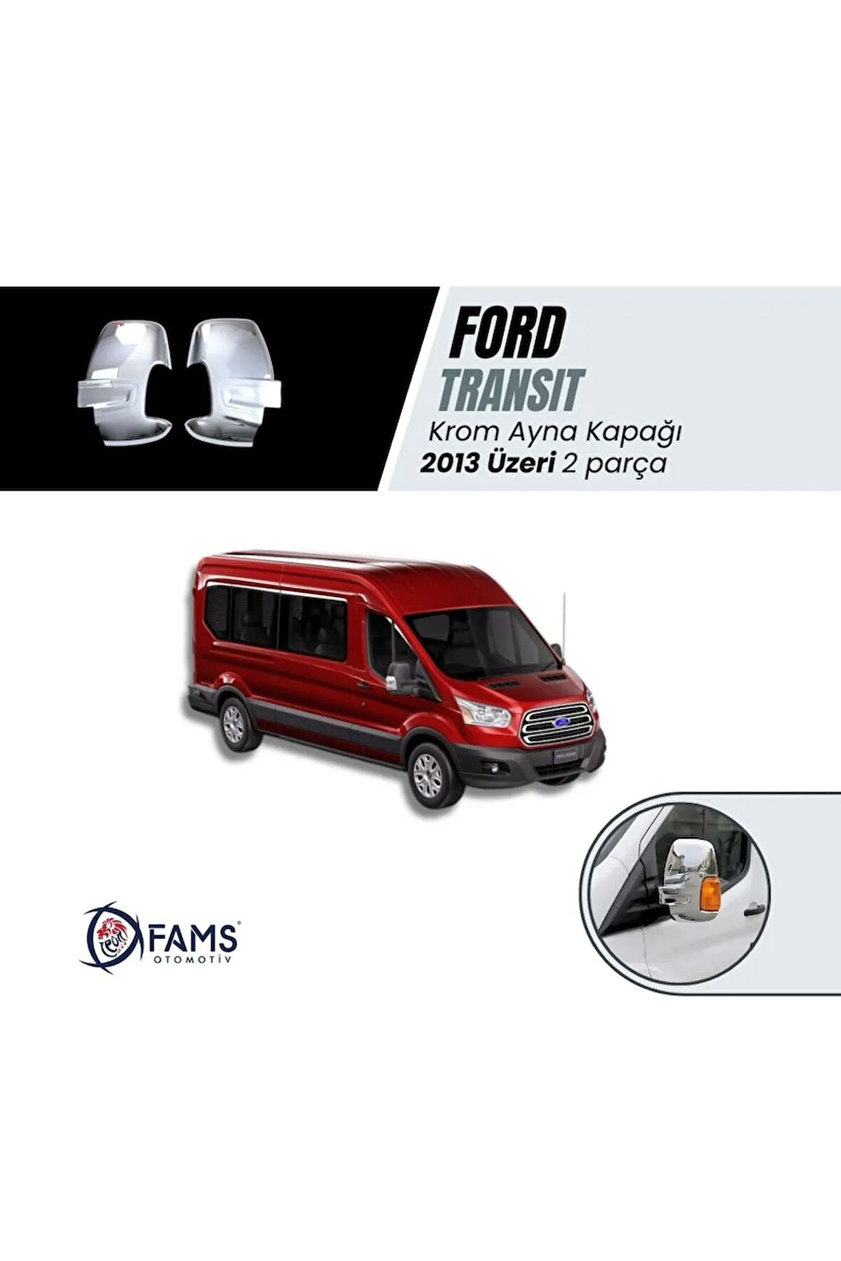 F. Transit Uyumlu Krom Ayna Kapağı 2 Prç. 2013 Üzeri P.çelik