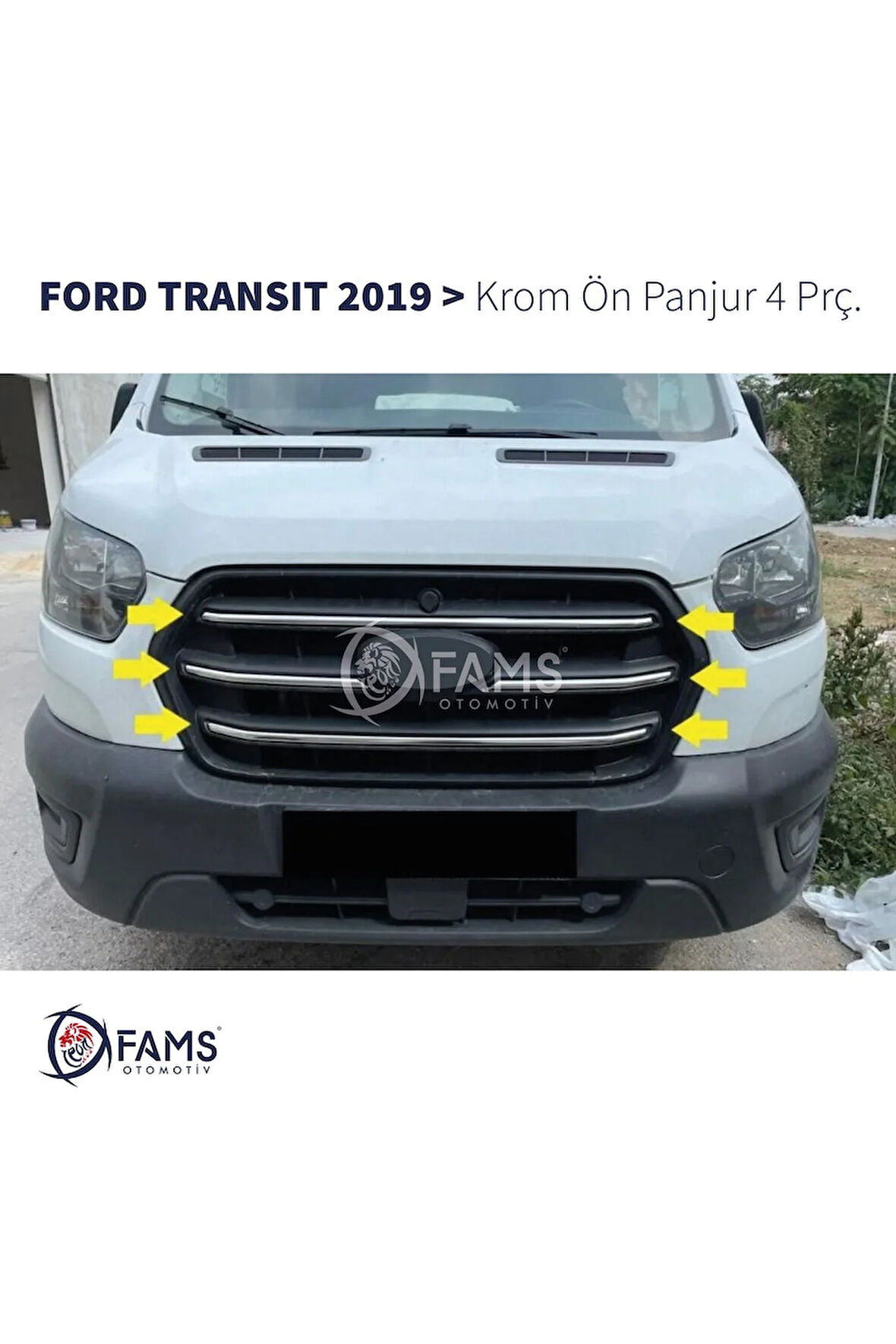 Ford Transit Krom Ön Panjur 4 Parça 2019 Ve Üzeri Paslanmaz Çelik