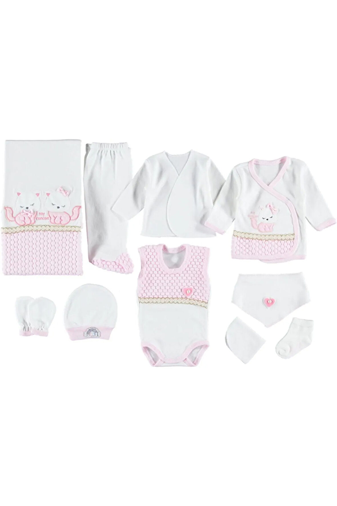 SEVİMLİ KEDİ APLİKELİ 10'LU ZIBIN SETİ