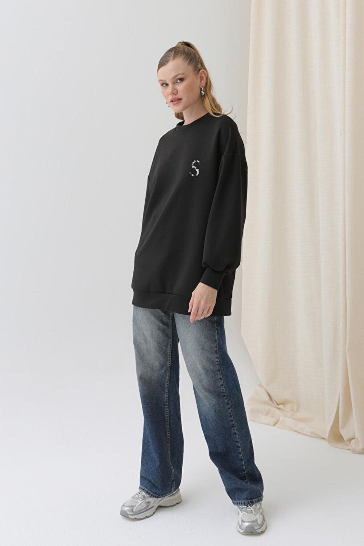 Soul 32112 Kadın Arkası Leopar Detaylı Sweatshirt