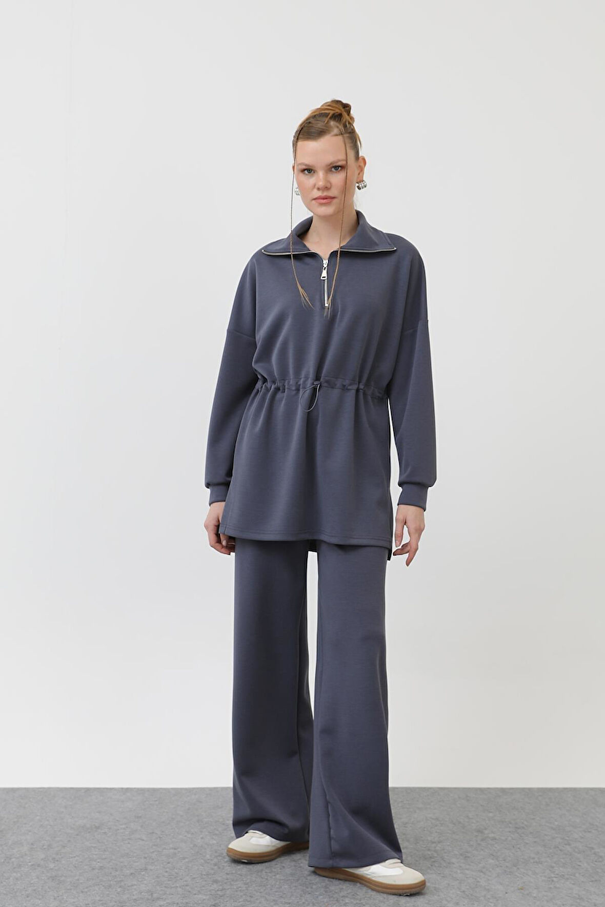 Loreen Kadın Beli Lastik Detaylı Yakası Fermuarlı Takım - 20608TKM