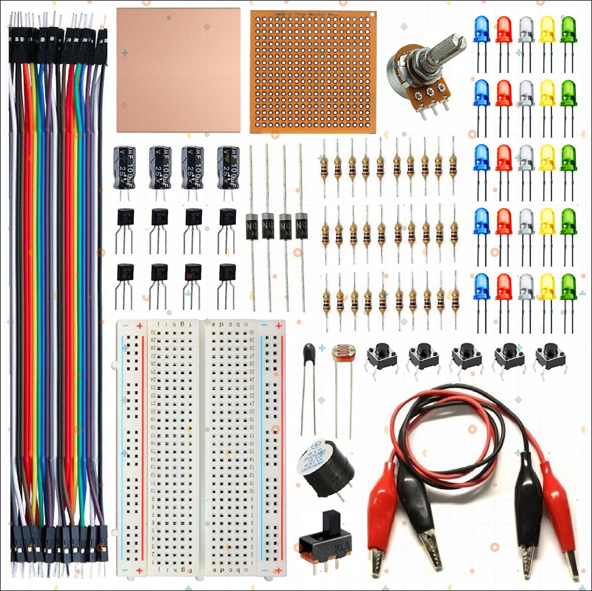 SET1 BREADBOARD TEMEL ELEKTRONİK EĞİTİM SETİ