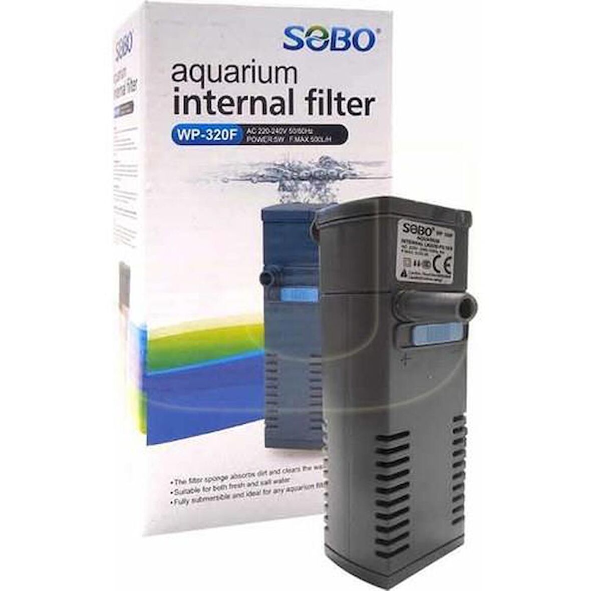 Sobo WP-320F Akvaryum Iç Filtresi 500 Lt/saat, Şelale Aparatlı