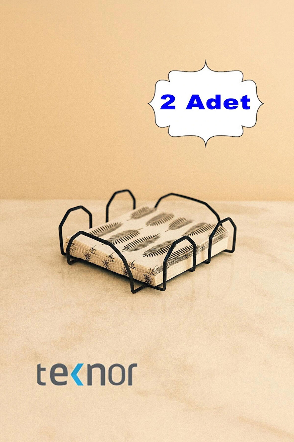  2'li Özel Tasarım Kare Peçetelik