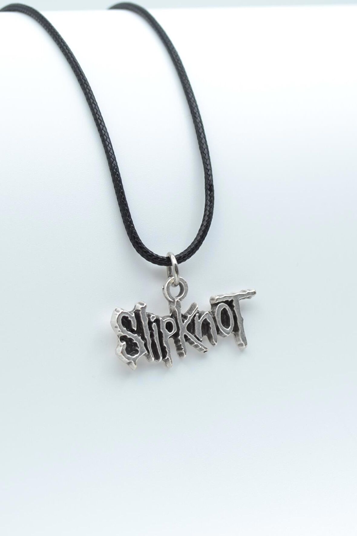 Slipknot Kolye Deri İp Kolye Gümüş Kaplama Erkek Kadın Kolye