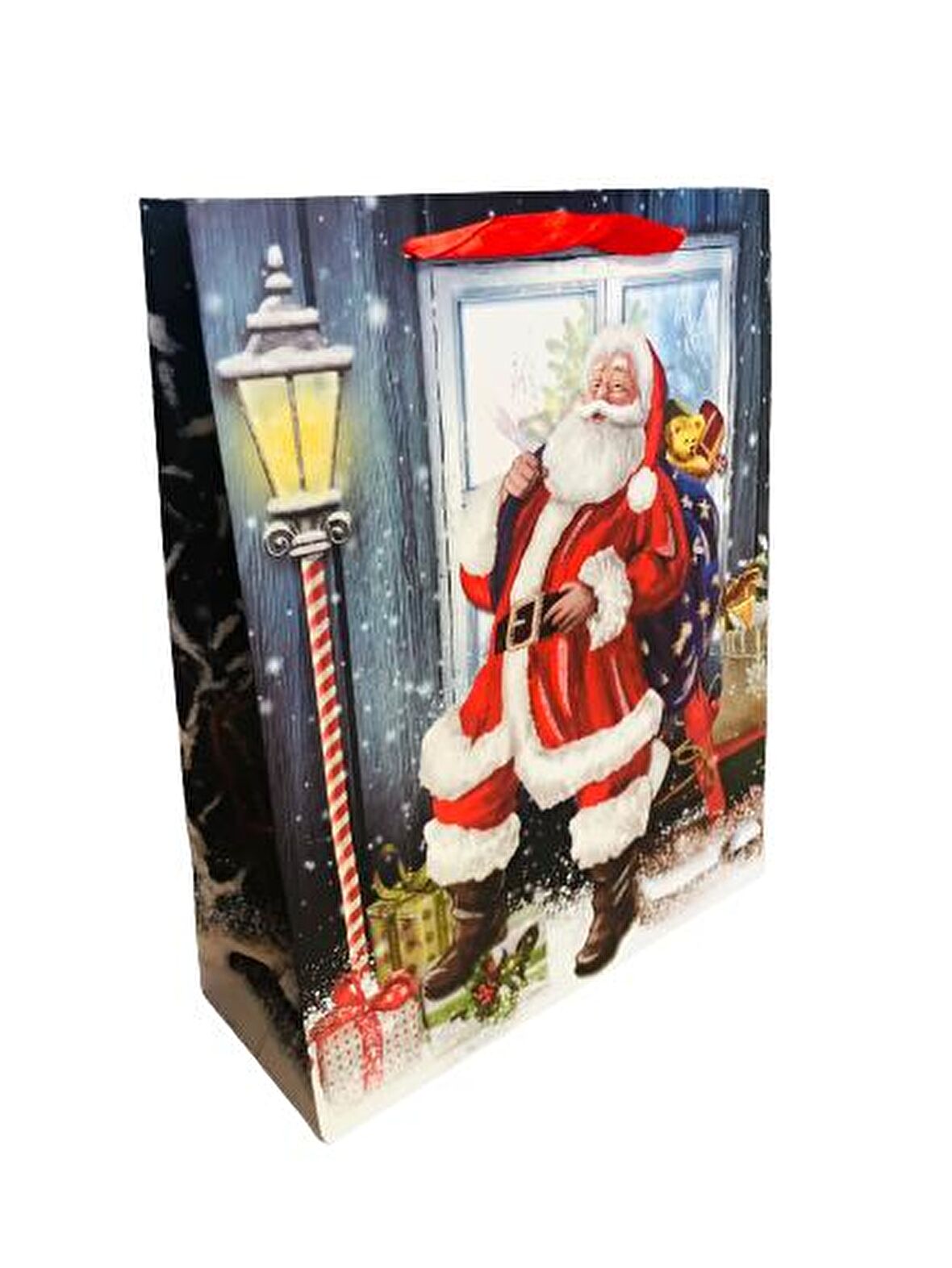 YILBAŞI KARTON ÇANTA NOEL BABA MODELİ 32CM X 26CM - 1 ADET