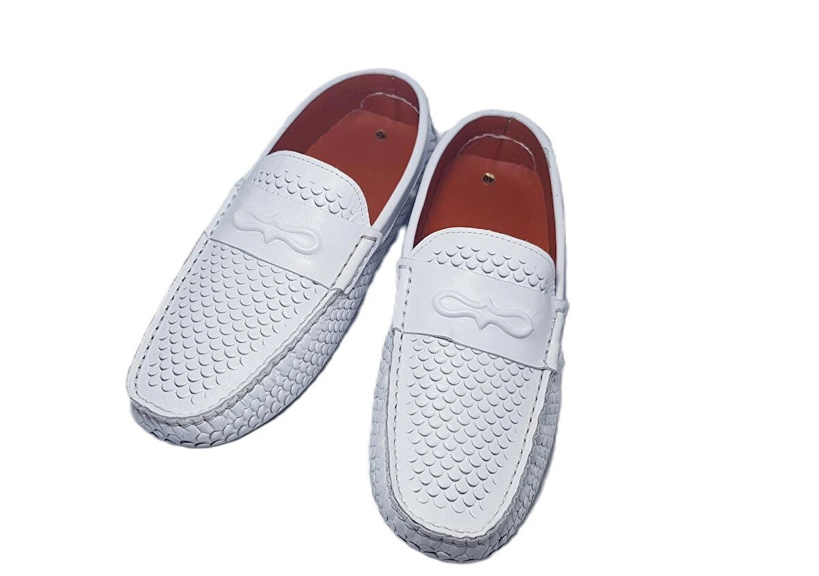 DARKWOOOD-GÜNLÜK LOAFER AYAKKABI-HAKİKİ DERİ-BEYAZ
