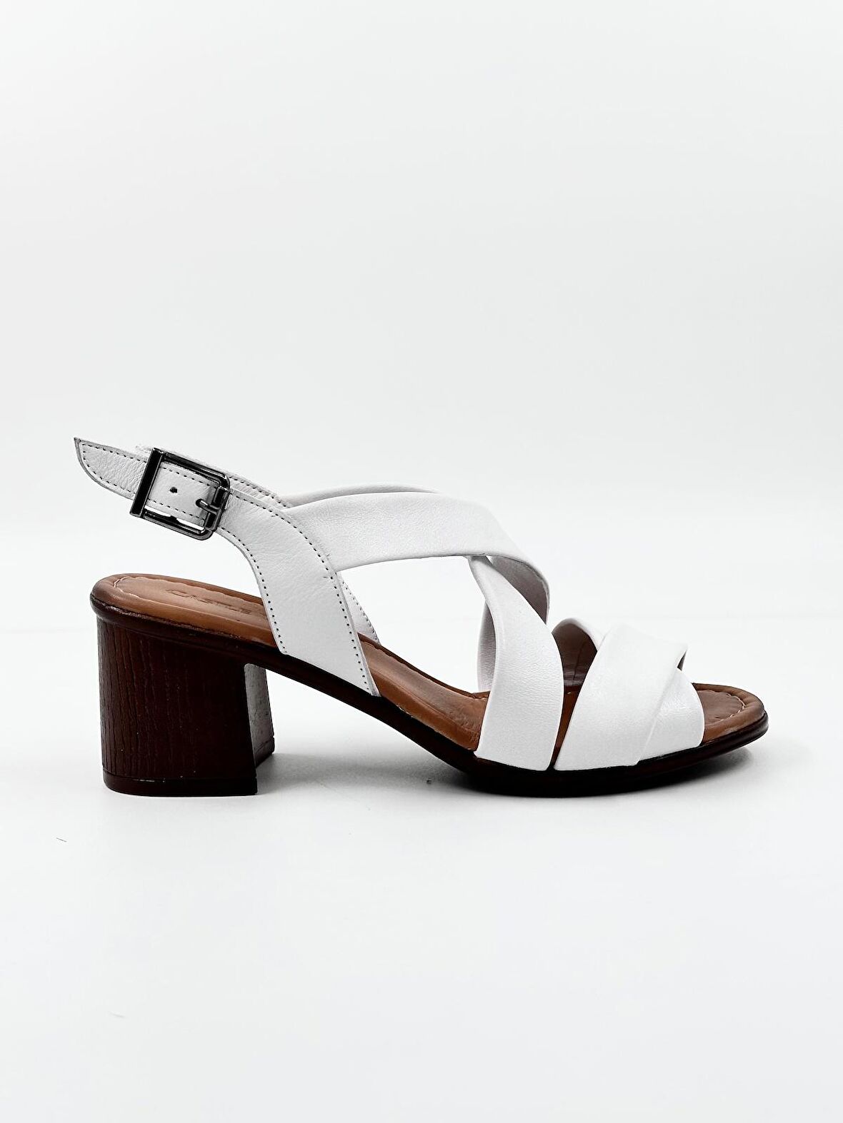 Hakiki Deri Kalın Topuklu Kadın Sandalet