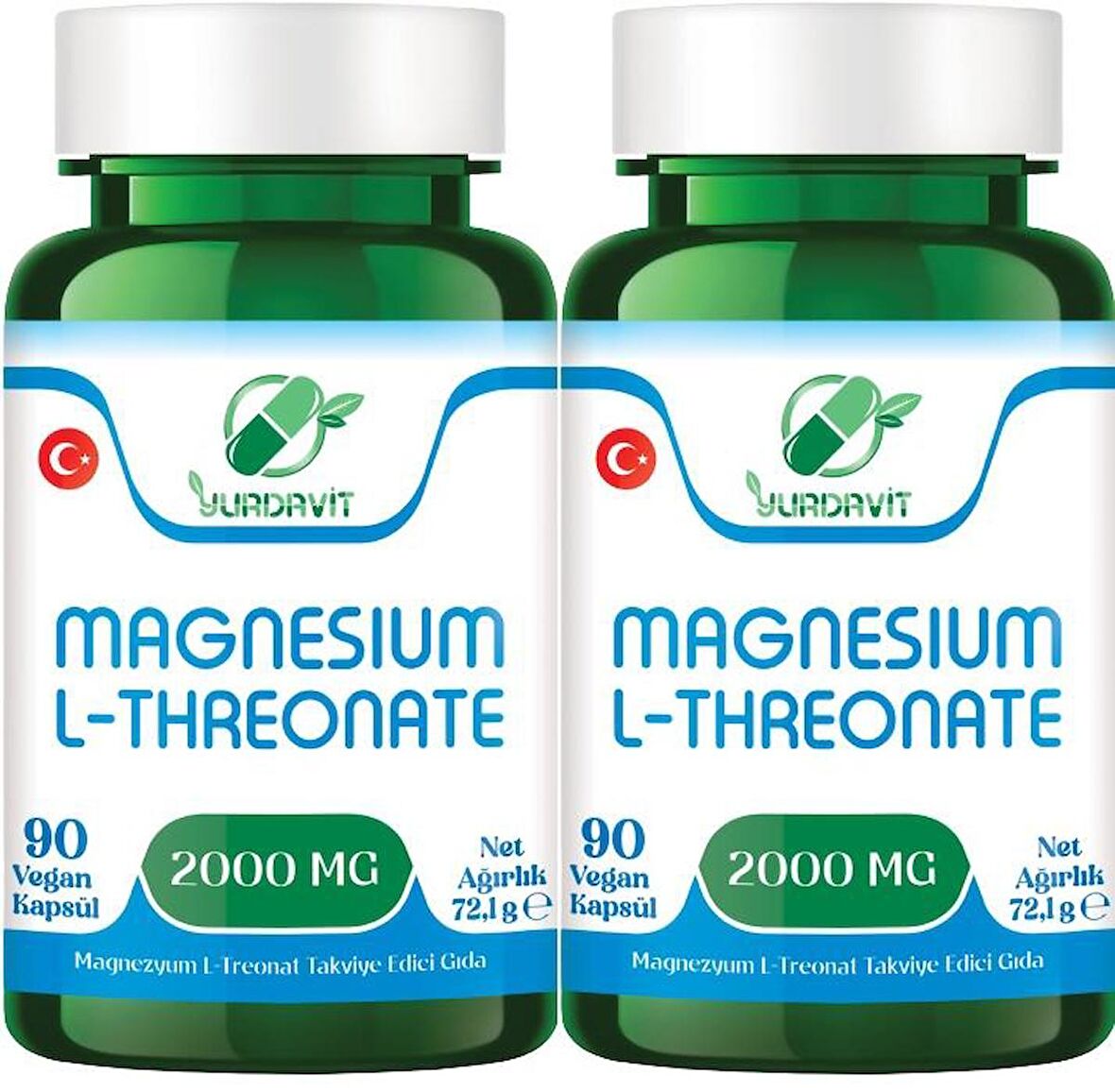 Yurdavit Magnesium L-Threonate 2000 Mg 2x90 Vegan Kapsül Magnezyum 159 Mg Magnezyum L-Treonat