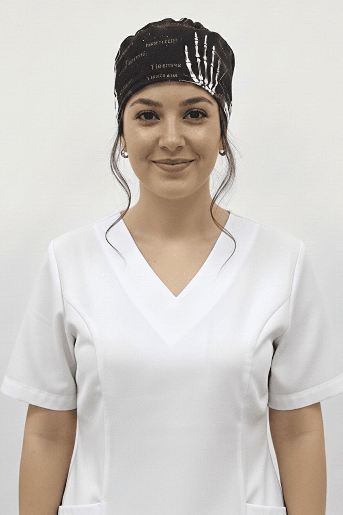 Unisex İskelet Desenli Doktor Hemşire Radyoloji Ortopedi Cerrahi Saç Bonesi