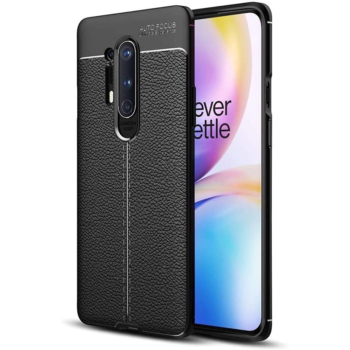 Smcase OnePlus 8 Pro Kılıf Deri Dokulu Silikon  Tam Kapatan Ekran Koruyucu