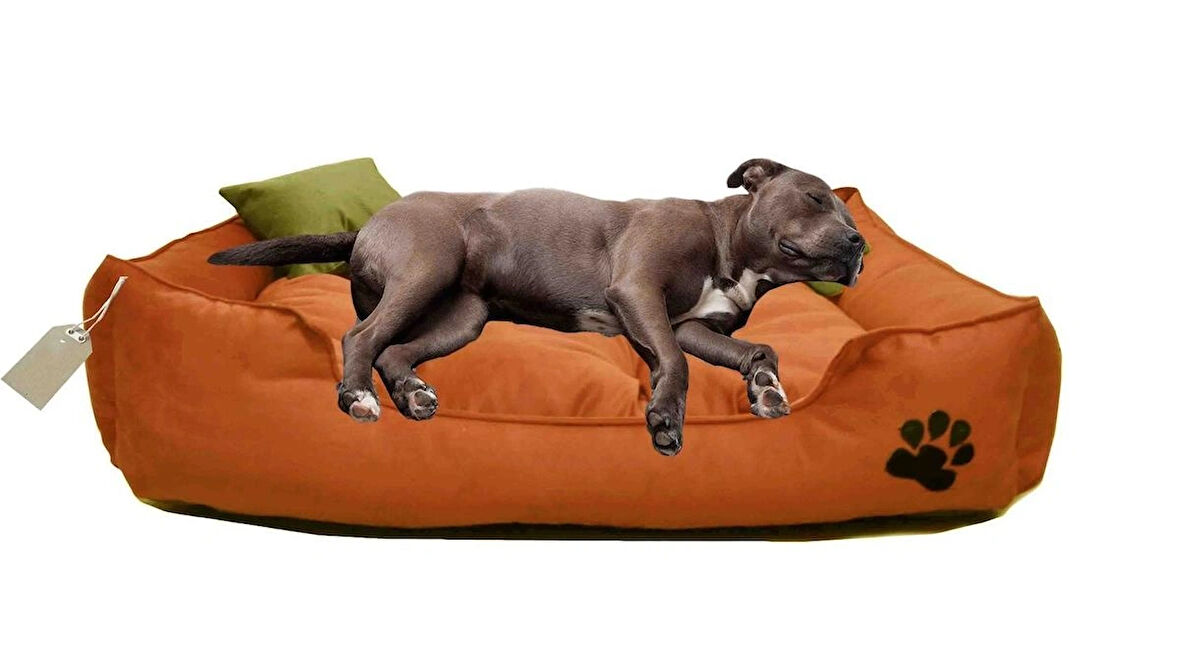 Büyük Irk Köpek Yatağı Ultrasoft Yıkanabilir Yüksek Kaliteli Kumaş Pati İşlemeli - 70 x 90 cm