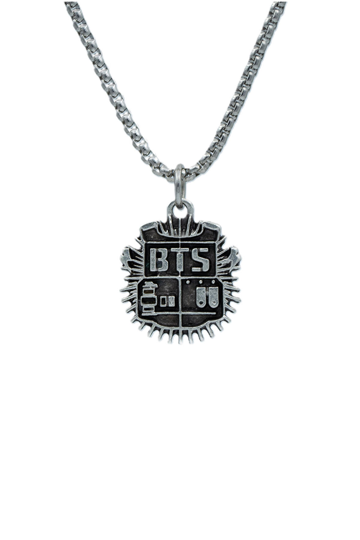 Minimal BTS Army Örme Zincir Kolye - Gümüş Kaplama - Erkek Kadın Kolye - No:1475