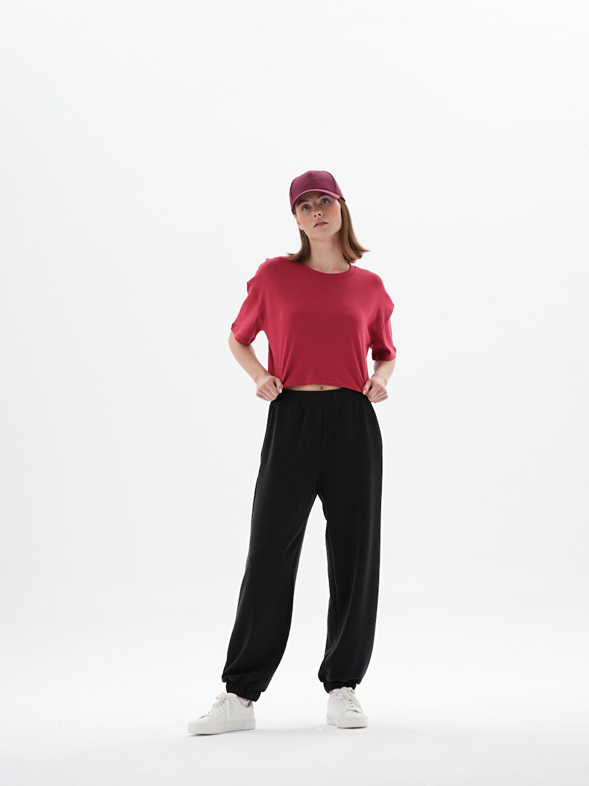 Basic  Crop Oversize Pamuk Tişört  | S