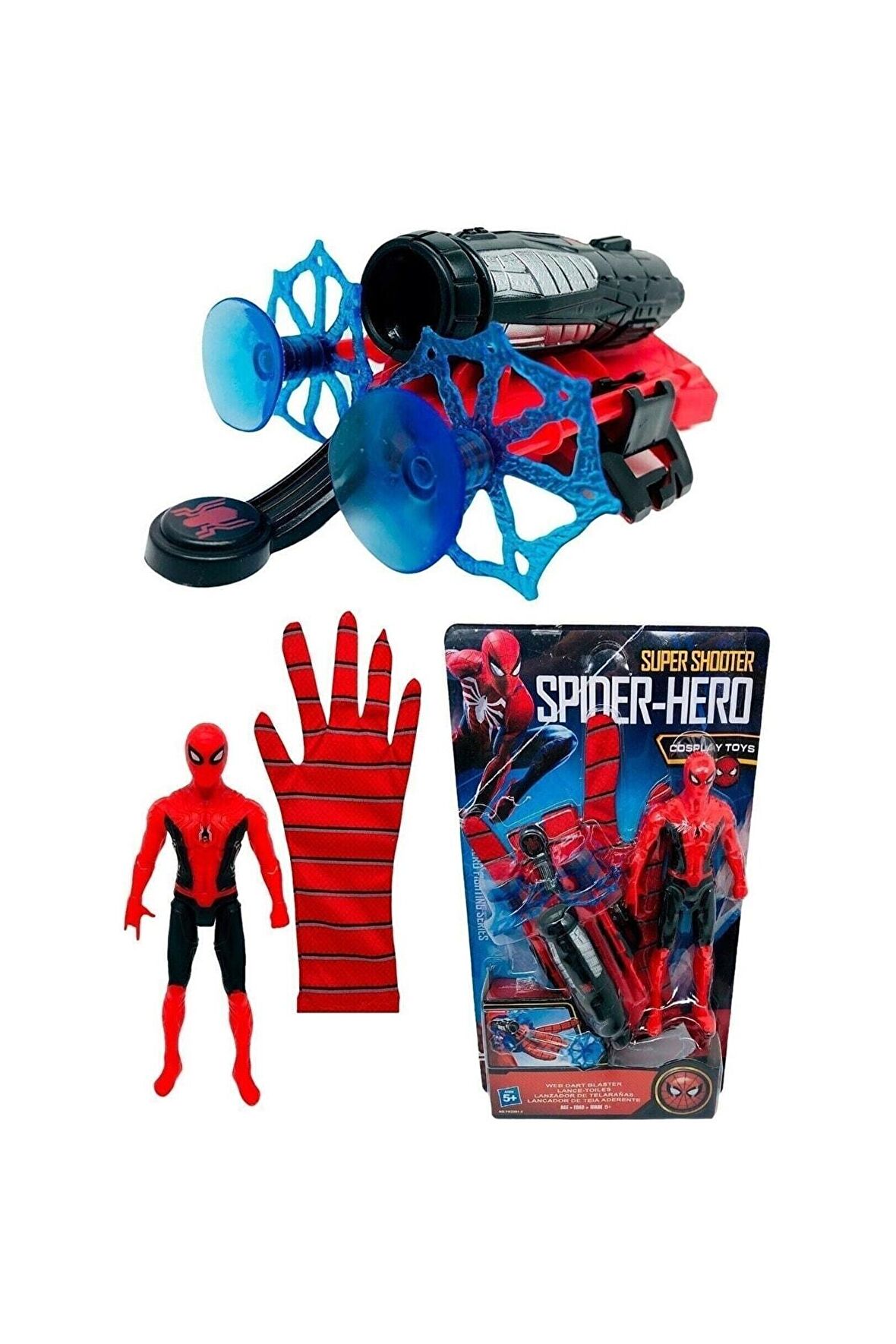 Örümcek Adam Spiderman Ağ Fırlatan Ok Atan Vantuzlu Eldiven Ve Işıklı Figür