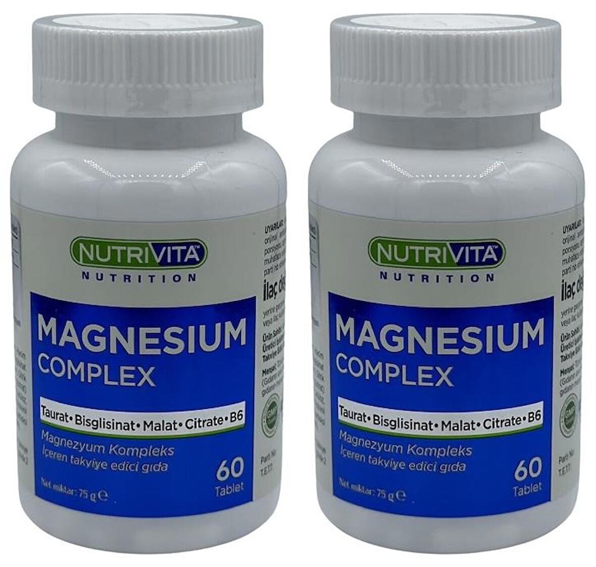 Magnesium Complex 2x60 Tablet Magnezyum Kompleks Taurat Bisglisinat Malat Sitrat Vitamin B6