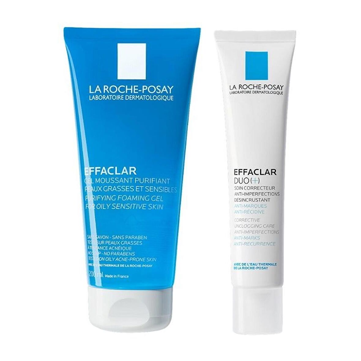 La Roche Posay Effaclar Gel Akne Eğilimli Yağlı Ciltler için Sabun İçermeyen Temizleyici Jel 200ML + Effaclar Duo Akne Eğilimli Cilt Bakım Kremi 40ml