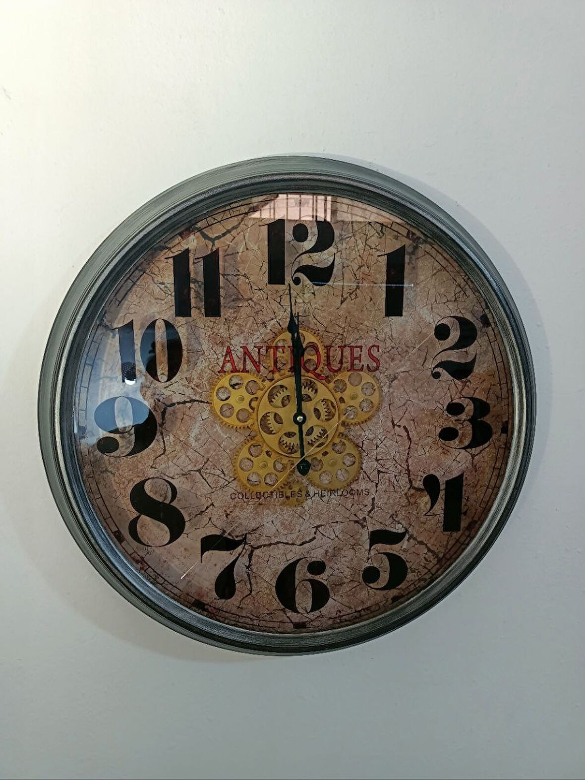 Biev Duvar Saati Çarklı Gümüş Eskitme