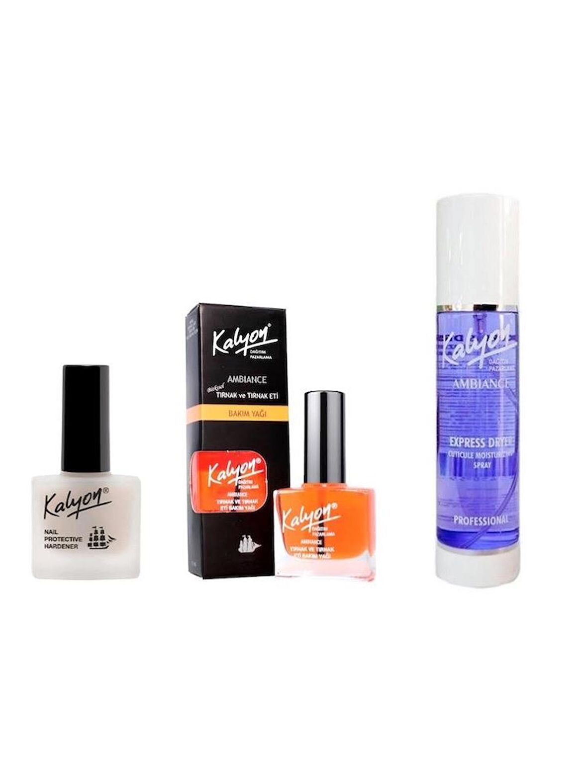 Kalyon Tırnak Sertleştirici+Tırnak Bakım Yağı+Oje Kurutucu Sprey 150 ml 3'Lü Set