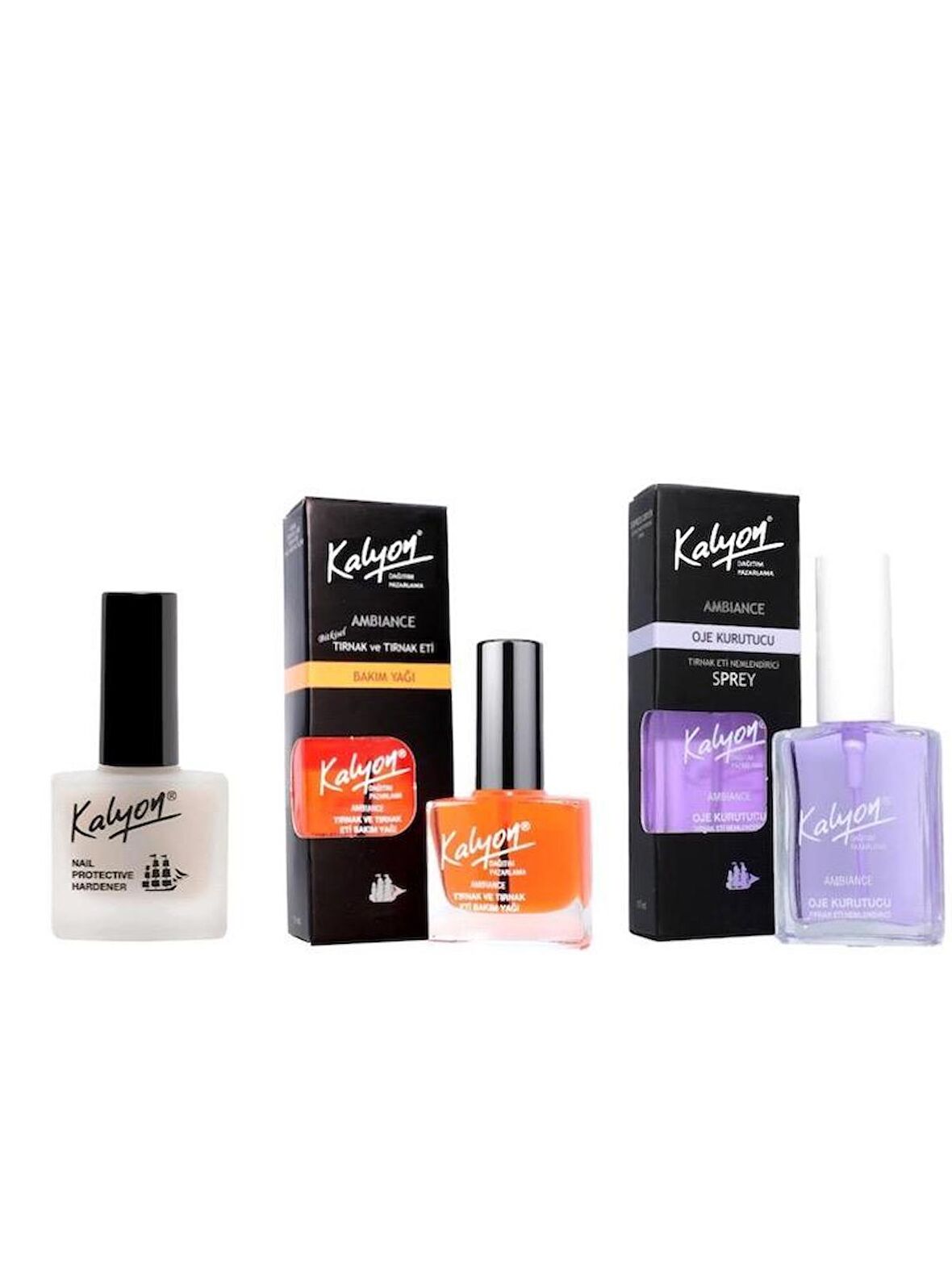 Kalyon Tırnak Sertleştirici+Tırnak Bakım Yağı+Oje Kurutucu Sprey 17ml 3'Lü Set