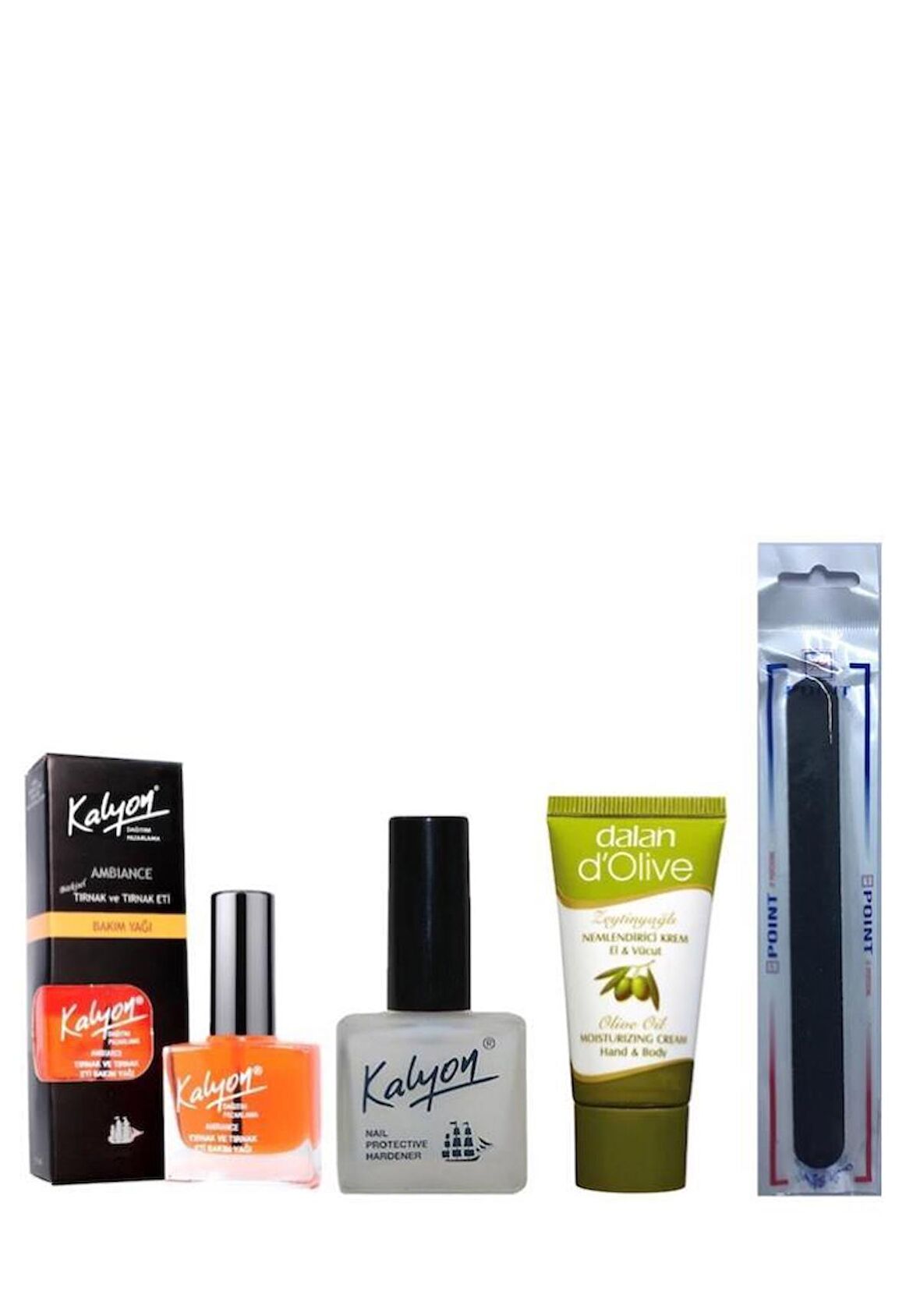 Kalyon Tırnak Sertleştirici + Bakım Yağı+ Dalan Krem 20 Ml + Tırnak Törpüsü 