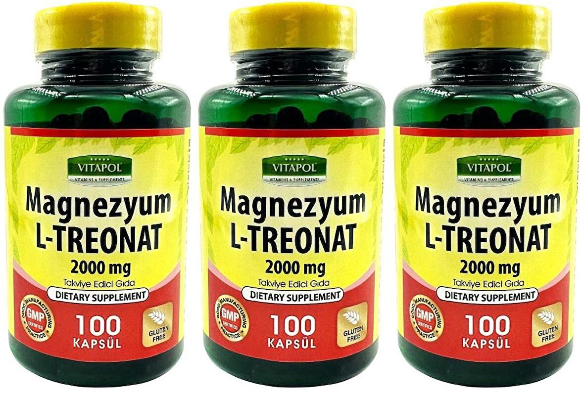Vitapol Magnezyum L-Treonat 2000 Mg 3x100 Vegan Kapsül Magnesium L-Treonate