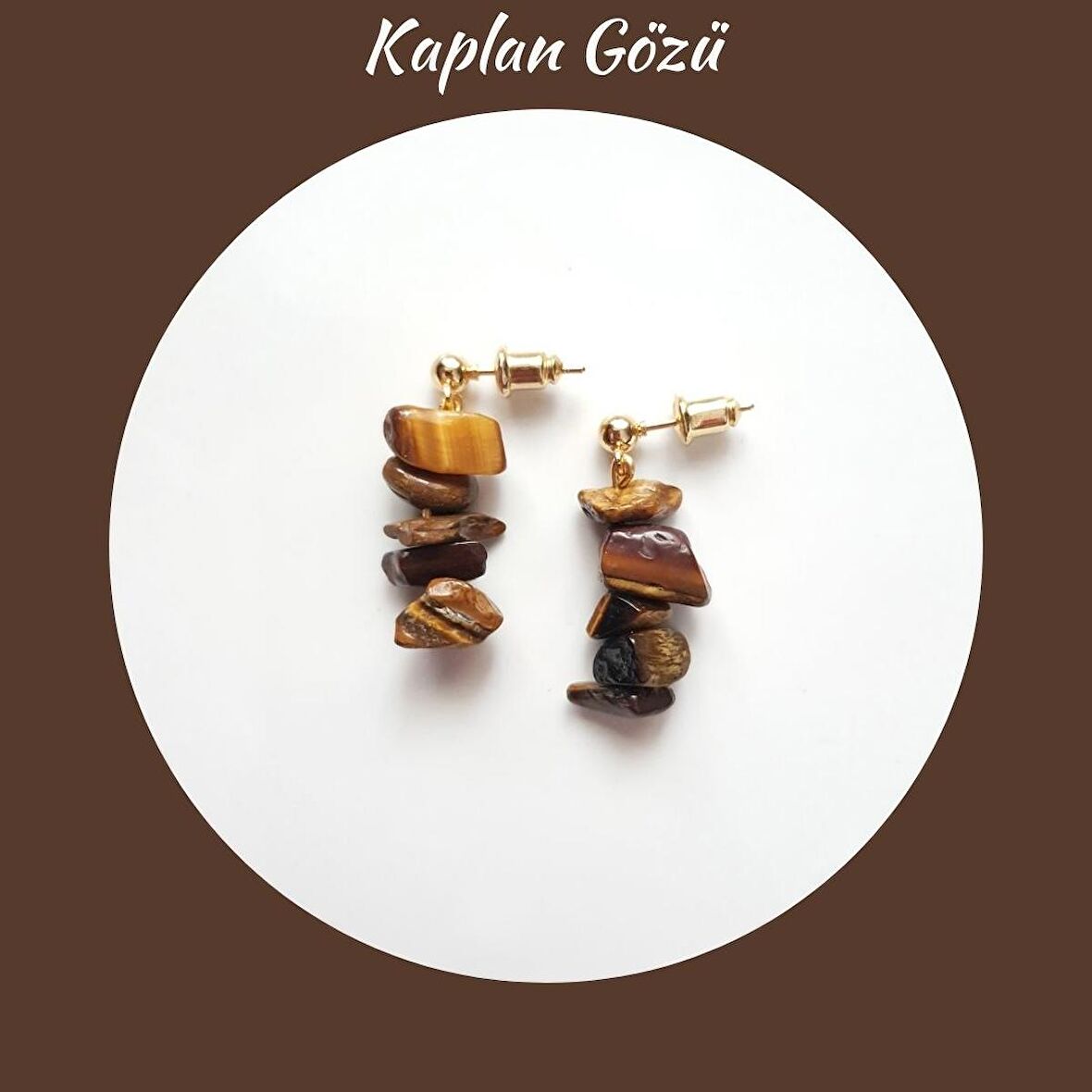 Artaril Doğal Kırık Taş Kaplan Gözü Küpe 
